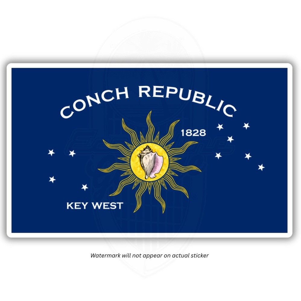 Key West Florida 3” Flag Sticker Decal Conch Republic EYW Fishing FL South