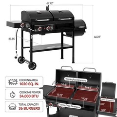 Royal Gourmet 2-Burner Gas and Charcoal Combo Grill