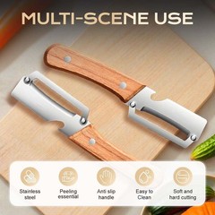 2Pack 2 in 1 Wooden Handle Multi Functional Vegetable Peeler With Bottle Opener