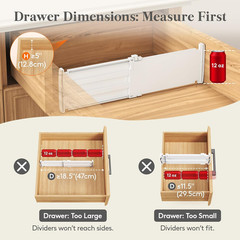 Lifewit 5″ High 5 Pack Drawer Dividers, 11.5″-18.5″ Adjustable Deep Drawer Organ