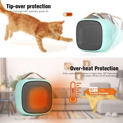 Portable Electric Space Heater Small Home Office Heater Fan with Thermostat