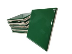 Emerald Green Ceramic Tile 4.25 inch Subway Square Vintage Mid Century Modern