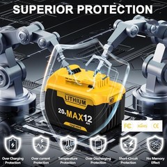 2Pack For DeWalt 20V 20 Volt Max XR 12.0AH Lithium Battery DCB206-2/Dual Charger