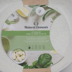 Natural Elements Woodstone 12″ Skillet Non Stick Frying Pan Farmhouse White