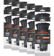 1000 Pcs 4″ inch Black Nylon Cable Zip Ties 18 lb Tensile Strength