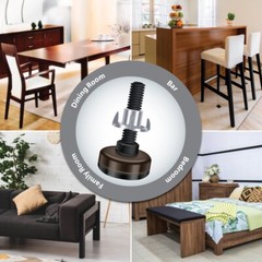 Adjustable Feet Levelers for Furniture, 3/8-16 Thread – Dark Brown (4 Pack)