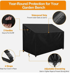 SIRUITON Garden Bench Cover Waterproof (BLACK), (51.6″ L x 23.22″ W x 25.6″)