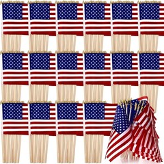 Preboun 400 PCS American Flag Bulk, 8 x 12 Inches Small US on Stick Flags Bulk M