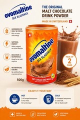 Ovomaltine Original Malt Chocolate Drink Powder 500g – Pack of 2 Swiss
