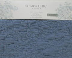 Shabby Chic Blue Cottage Quilted Placemats Rectangular 6Pc Set 13″ x 19″ Cotton