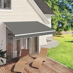 Patio Awning Manual Retractable Sun Shade Canopy Outdoor Deck Shelter 4 Size