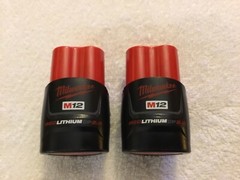 2 New Genuine Milwaukee 48-11-2420 Batteries 12 Volt 2.0Ah M12 Red Lithium Ion
