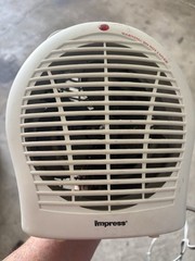 Impress White Portable Fan Heater 3 Heat Settings Carry Handle 120V