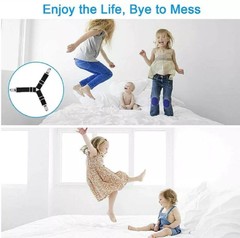 4Bed Sheet Fasteners Adjustable Elastic Suspenders Straps Mattress Covers Clips