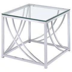 Lille 19.75 In. Chrome and Clear Square Glass End Table
