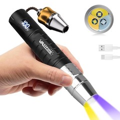 White Yellow UV Light 365nm LED Flashlight Torch USB Charging Gemologist Tool US