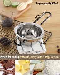 Double Boiler Pot Set, Stainless Steel Melting Pot with Silicone Spatula for Mel