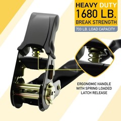 Rhino USA Retractable Ratchet Straps (4-Pack) – 1 Inch x 15 Feet (1,650lb Break
