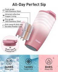 16 oz Travel Coffee Mug, Vacuum Insulated Stainless Steel Tumbler with Ripple…