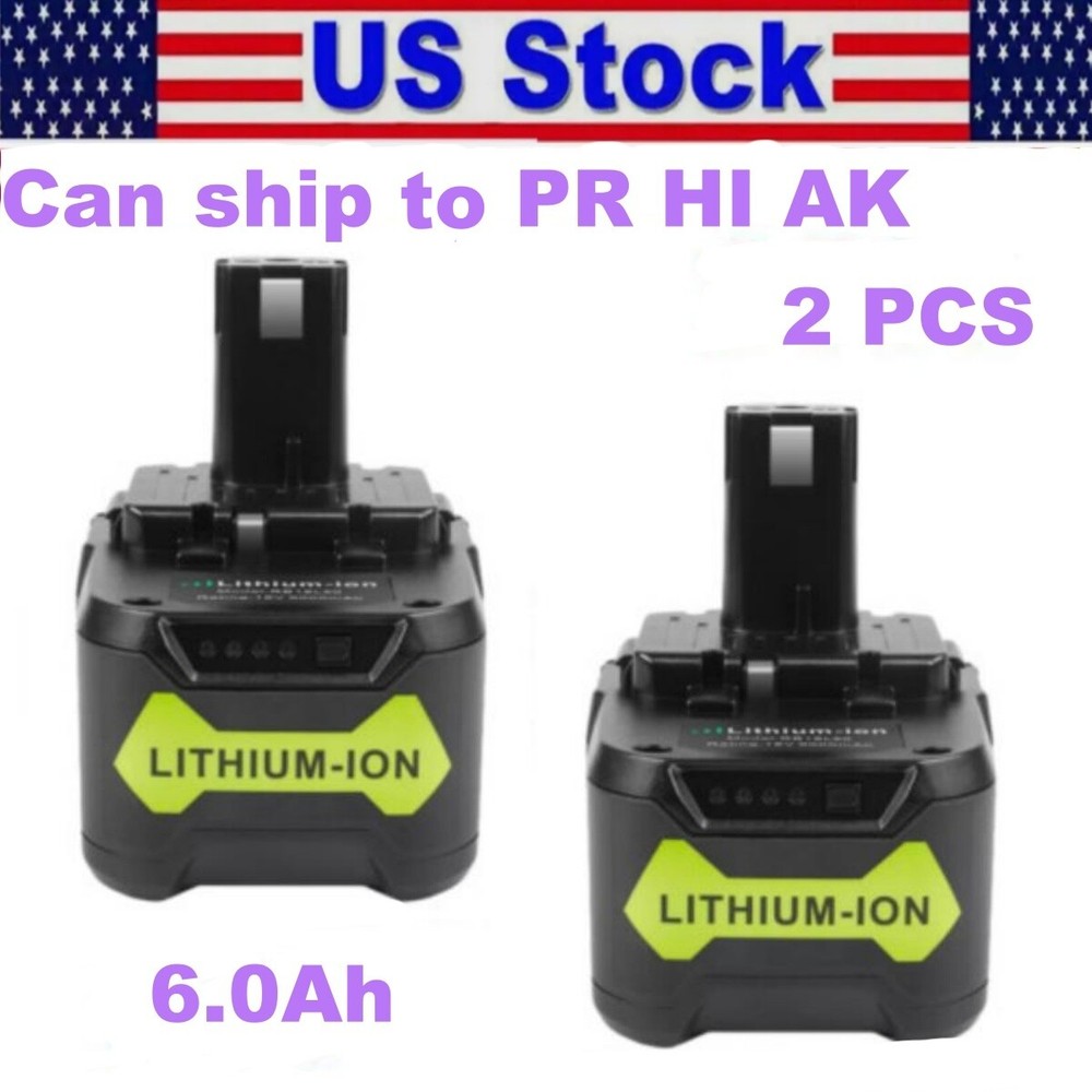 2 PACK 6.0Ah 18V Lithium-Ion Battery For RYOBI P109 P108 P107 One+ Plus RB18L50