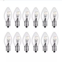 12 Pack Clear Night Light Bulbs Replacement 7 watt C7 Base 120V