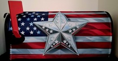 Magnetic Patriotic Silver Star & Flag Mailbox Cover -July 4 /anytime( 21″ x 18″)