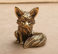 1PCS Brass Fox Animal Statue Small Sculpture Tabletop Figurine Home Decor Gifts