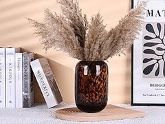 10.3in ber Vase,Tortoise Decor,Brown Glass,Round Art,Modern Clear
