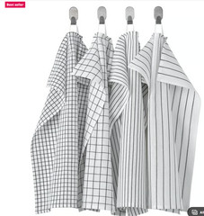 IKEA RINNIG Dish towel, white/dark gray/patterned, 18×24 ” 100 % Cotton Set of 4