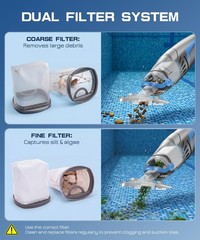 UIRWAY V3 Pool Vacuum for Above Ground Pools Upgraded 26.5 GPM High Powerful