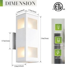 harriet Porch Lights Outdoor Modern – IP64 13inch (2 lamps), White/Modern 2
