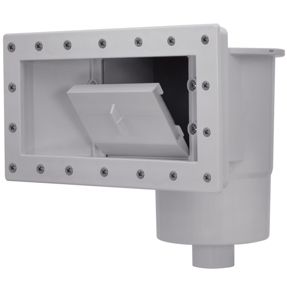 Rx Clear Wide-Mouth Thru-Wall Skimmer for Above Ground Pools – Grey