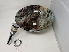 WASAUNA Tempered Glass Vessel Bathroom Sink Collection RARE