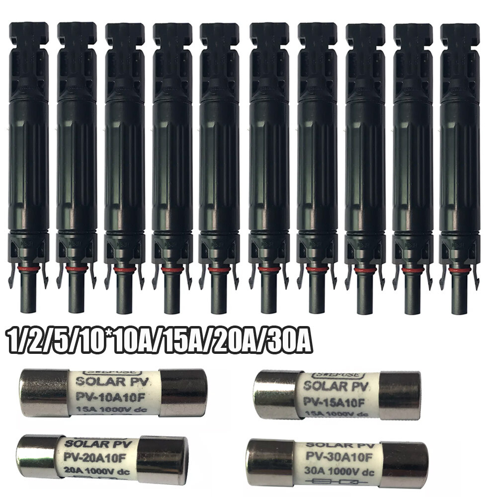 1/2/5/10-Pack 10A 15A 20A 30A in-line Fuse Holder Solar Panel Cable PV Connector