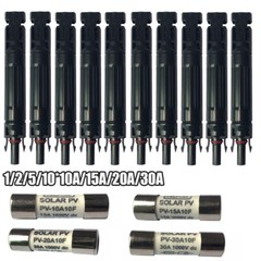 1/2/5/10-Pack 10A 15A 20A 30A in-line Fuse Holder Solar Panel Cable PV Connector