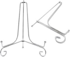 8 Inch Silver Iron Display Stands – 2 Pack, Foldable & Durable for Photos, Ar…