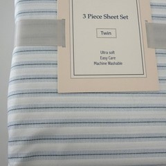 3 Piece Twin Size Bed Sheet Set Pin Stripe Pattern Ultra Soft Easy Care