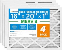 4 Pack 16x20x1 MERV 8 Air Filter Electrostatic Pleated Furnace AC Filter