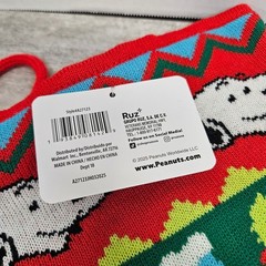 Peanuts Snoopy Christmas Stocking Red Green Holiday Knit Festive Gift