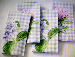 WILLIAMS SONOMA HYDRANGEA GINGHAM NAPKINS 100% COTTON TWILL SET OF 4 FOUR NWTAG