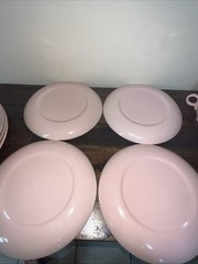 TAYLOR SMITH & TAYLOR DWARF PINE Pink 4 Pc Service Set Plates China Dishes VTG
