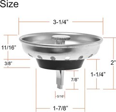 Stainless Steel Home Kitchen Sink Drain Stopper Basket Strainer Waste Plug Lot