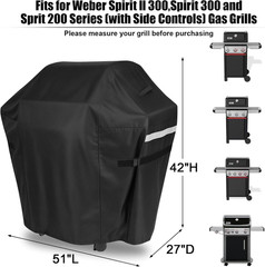 51 Inch Grill Cover for Weber Spirit 300 & Spirit 400 Series Grills, Heavy Duty