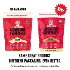 Lakanto Monk Fruit Sweetener Golden, 1lb Keto, Zero Calorie Sugar Substitute…