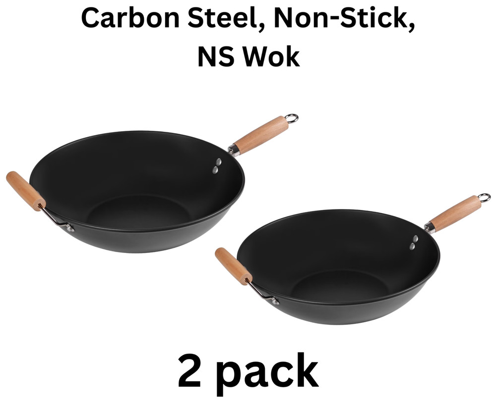 Mainstays Easy clean, hand wash recommended Carbon Steel, Non-Stick, NS Wok