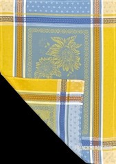 French Provencal Jacquard Woven Dish/Tea towel Blue Sunflowers Made in France