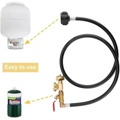 1LB To 20LB Propane Refill Adapter Extension Hose With Gauge On-Off Control 40”