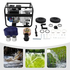 4 Stroke 7.5HP Gasoline Water Pump 3″ Full Trash Water Transfer Pump w/15m Pipe