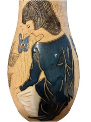Rare 14” Dona Vietnam Art Pottery Vase – Large Mid Century Figural Saigon Vase