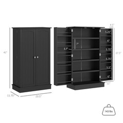 5-tier Kitchen Pantry Cabinet, Food Storage with 12 Door Shelves, Double Doors